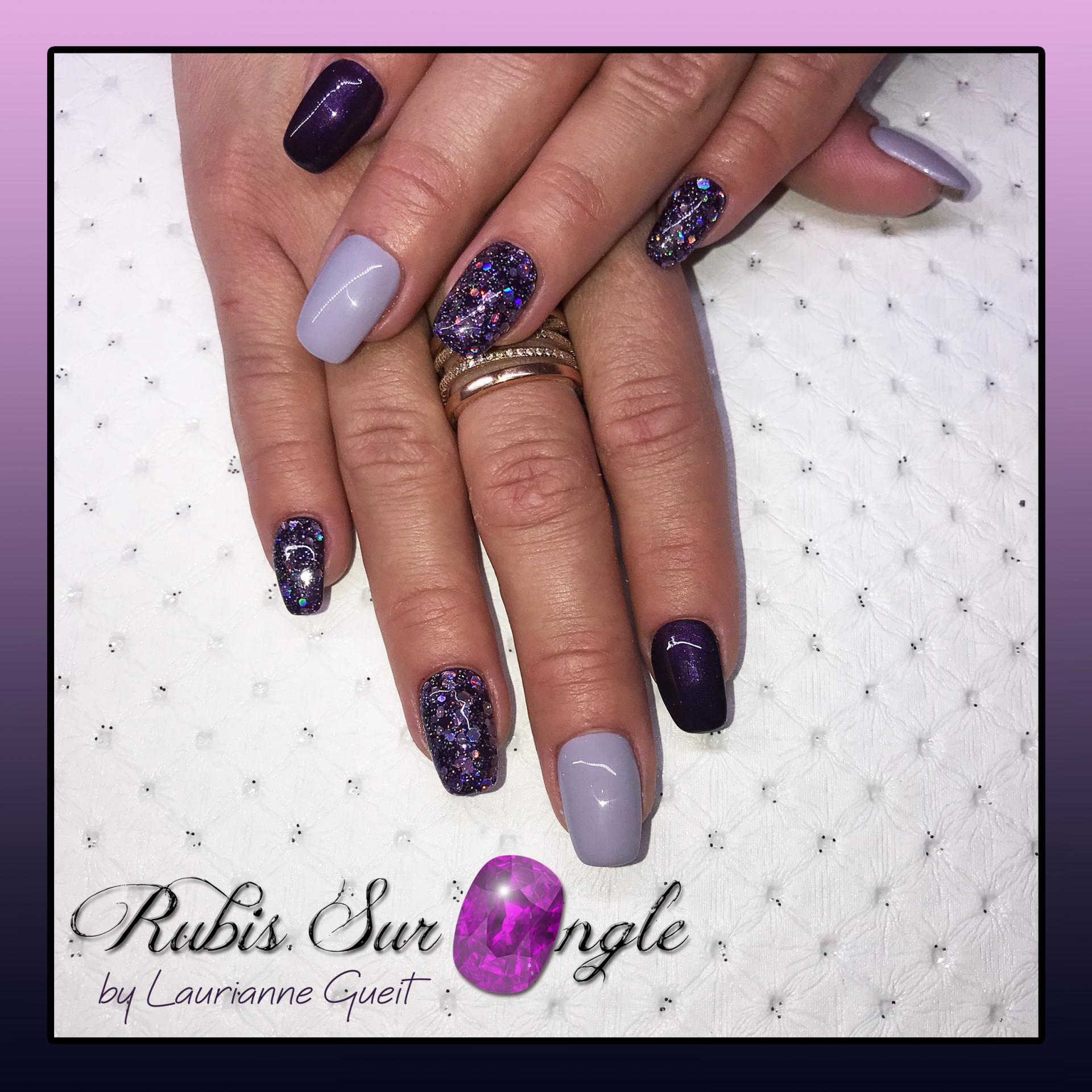 Rubis Sur Ongle Manucure Violet et paillette