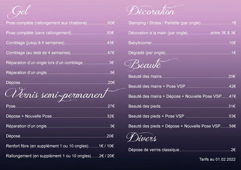 Tarifs Rubis Sur Ongle